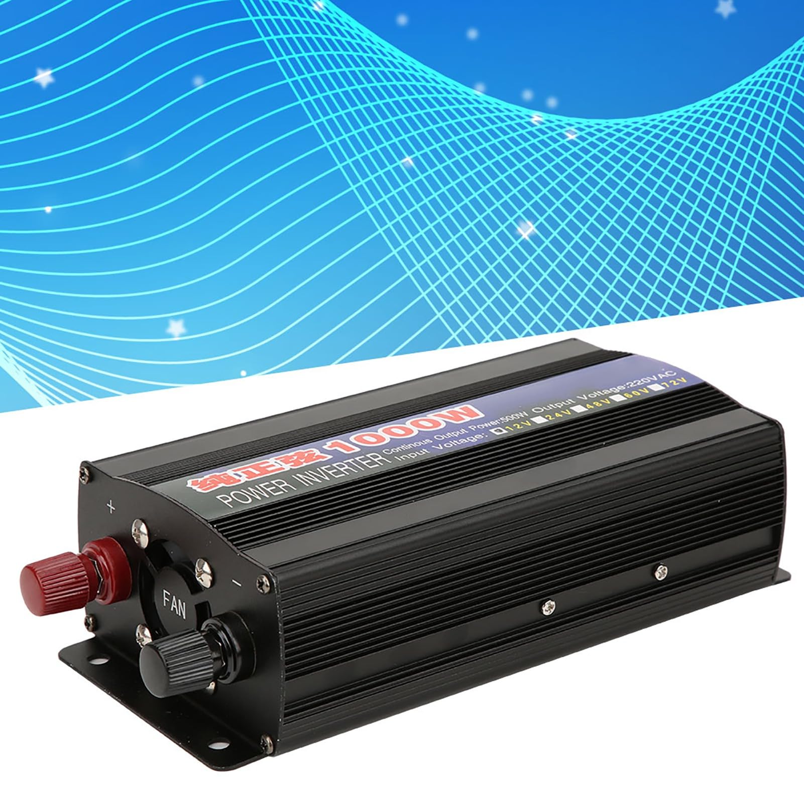 Cocoarm Inversor de Onda Sinusoidal Pura Convertidor de Potencia de Aleación de Aluminio 1000W AC220V Inversor de Pantalla Digital con Ventilador de Refrigeración Alta Eficiencia para Uso de CC a CA