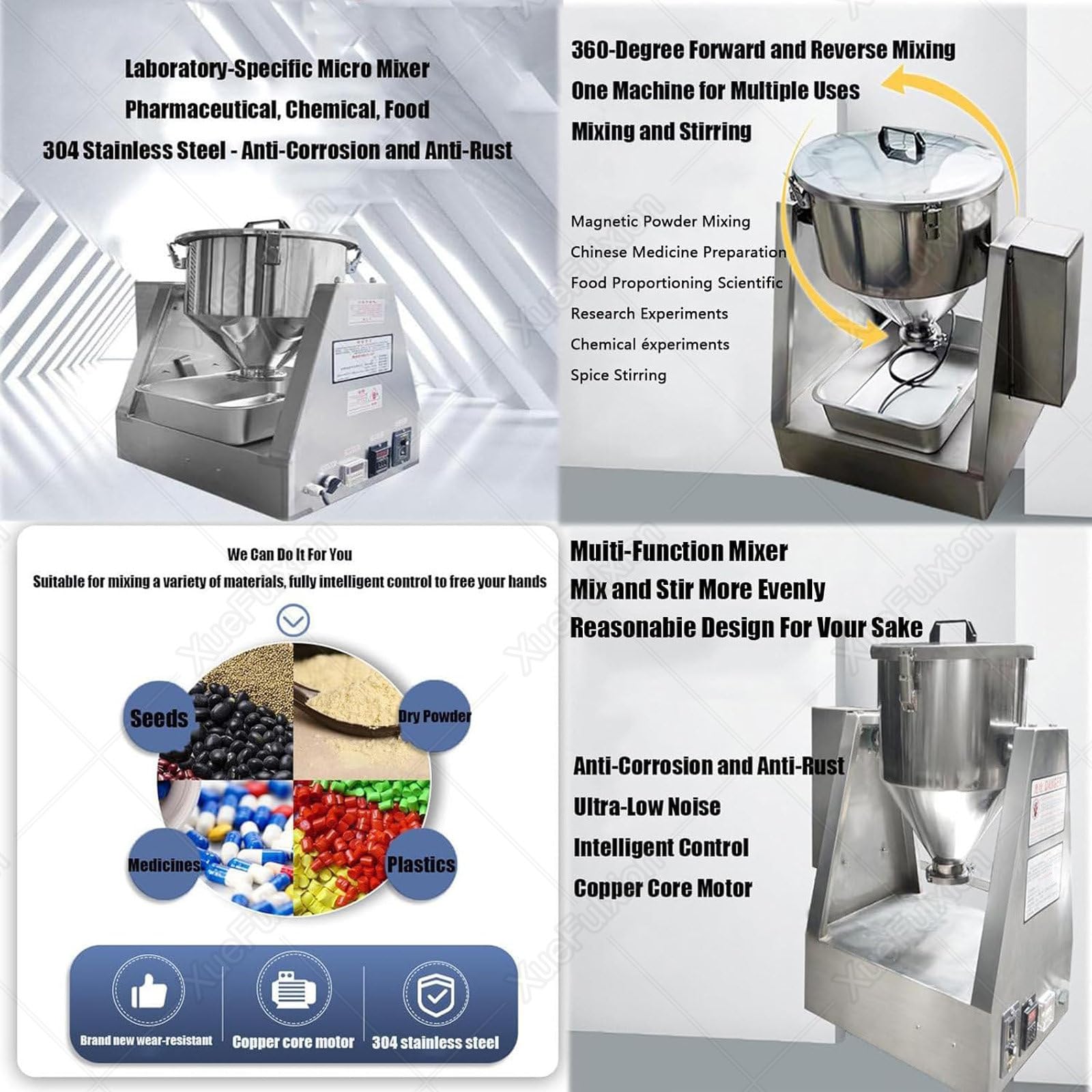 Mezclador De Polvo Seco De Laboratorio,Máquina Mezcladora De Polvo Farmacéutico,Máquina Mezcladora De Polvo Químico,Mezclador De Polvo De Acero Inoxidable 304 10L