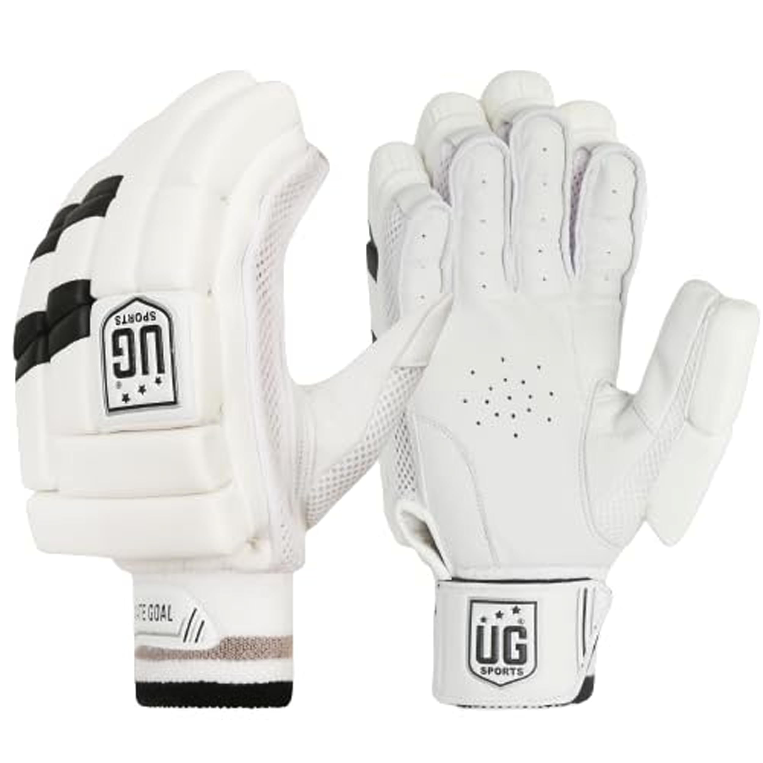 Ultimate Goal Lightweight Leather Cricket Black & White Batting Gloves Ergonomically Designed for Junior Adult (Titanium)-image-39