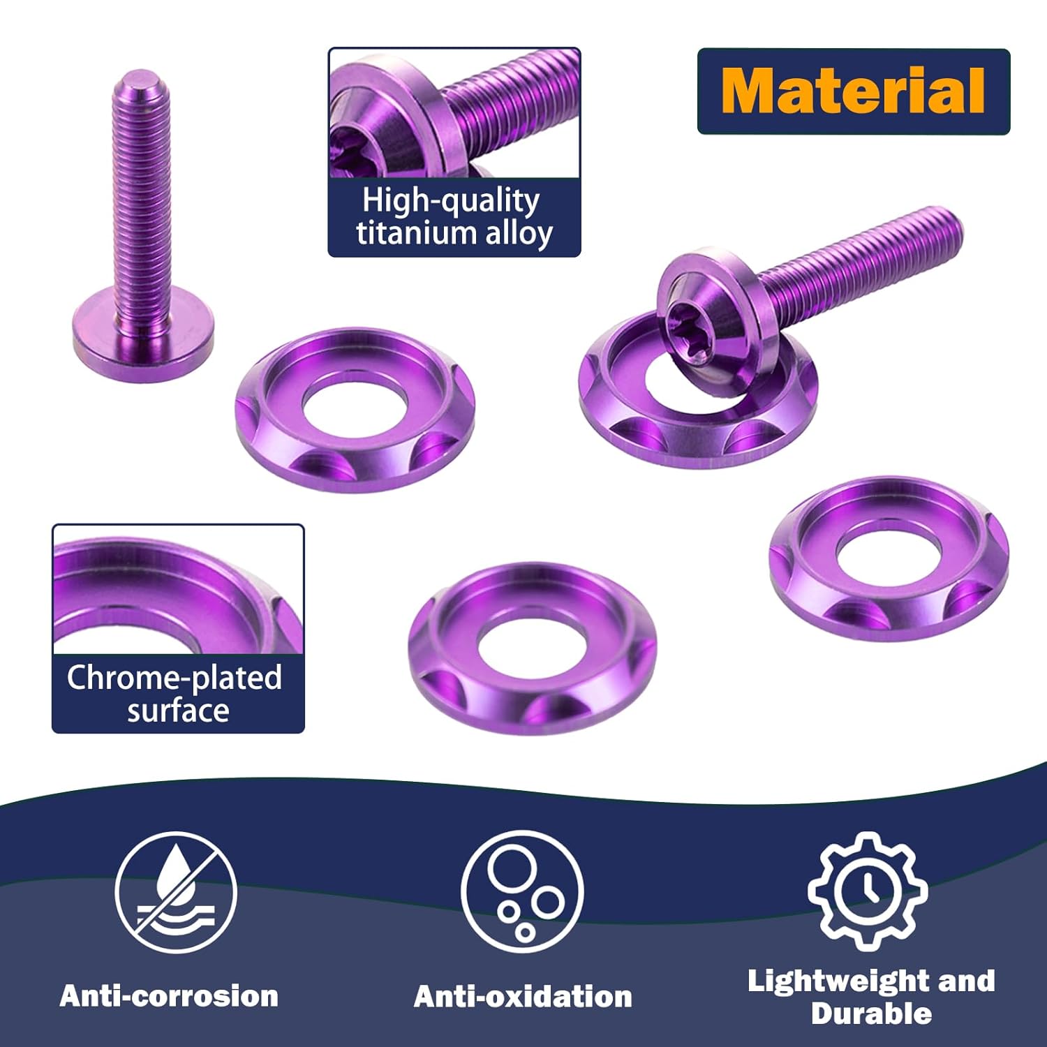 Road Glide Windshield Bolts for Harley, Titanium Performance Windshield Screws Compatible with Harley 2023 CVO 121 Road Glide, 2014-2023 Touring FLTRX Road Glide/Special FLTRXS (Purple)