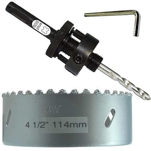 Vista 89 de Mandrin SDS Plus para sierras de agujero de hasta 1 1/4" hasta 8" con broca piloto TCT para taladrar agujeros en concreto, ladrillo y mampostería.