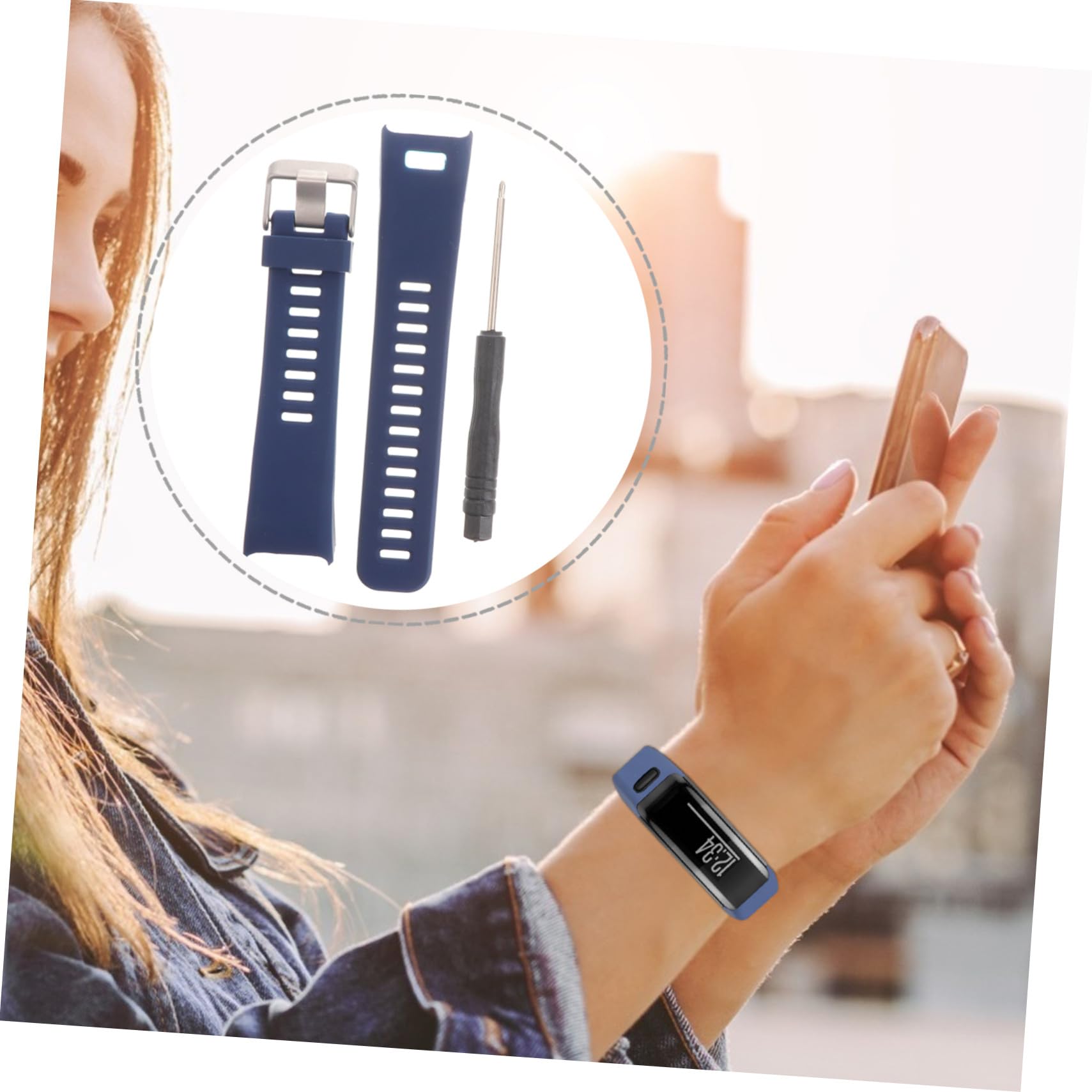 Housoutil Bracelet Silicone Remplacement Compatible Montre Connectée HR Bande Souple Unisexe et Confortable pour Montre Connectée Sport et Quotidien Couleur Bleu Nuit