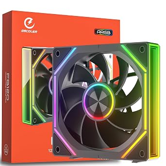FB120-Black 120mm Case Fan Reverse Blade, Wireless Splicing/Daisy Chain Design, Infinity Mirror 16.8M Color ARGB PC Fan PWM Speed Control, High Airflow, Quiet Cooling for Gaming PC Build
