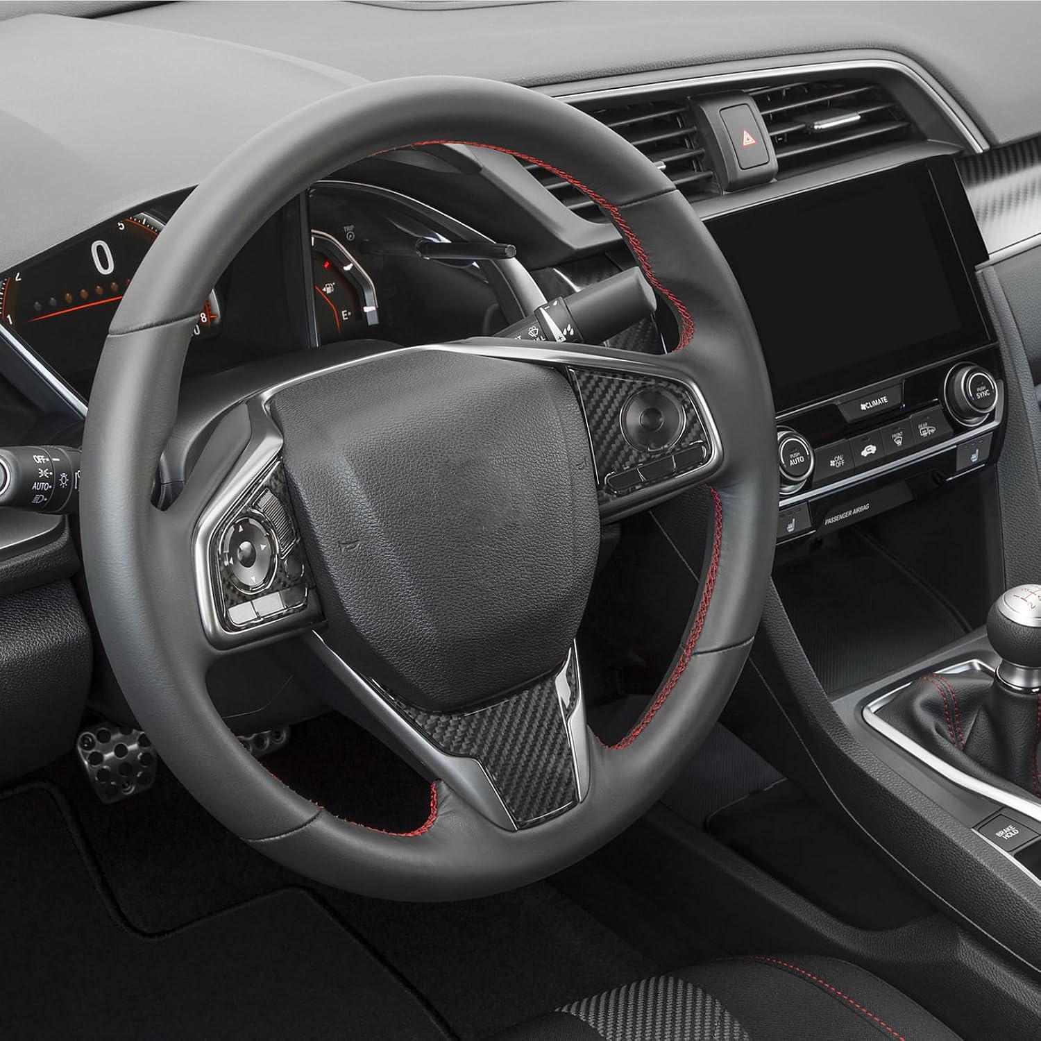 Real Carbon Fiber Interior Trim Compatible with Honda Civic 2016-2021 10th Gen, Interior Decor Sticker Accessories