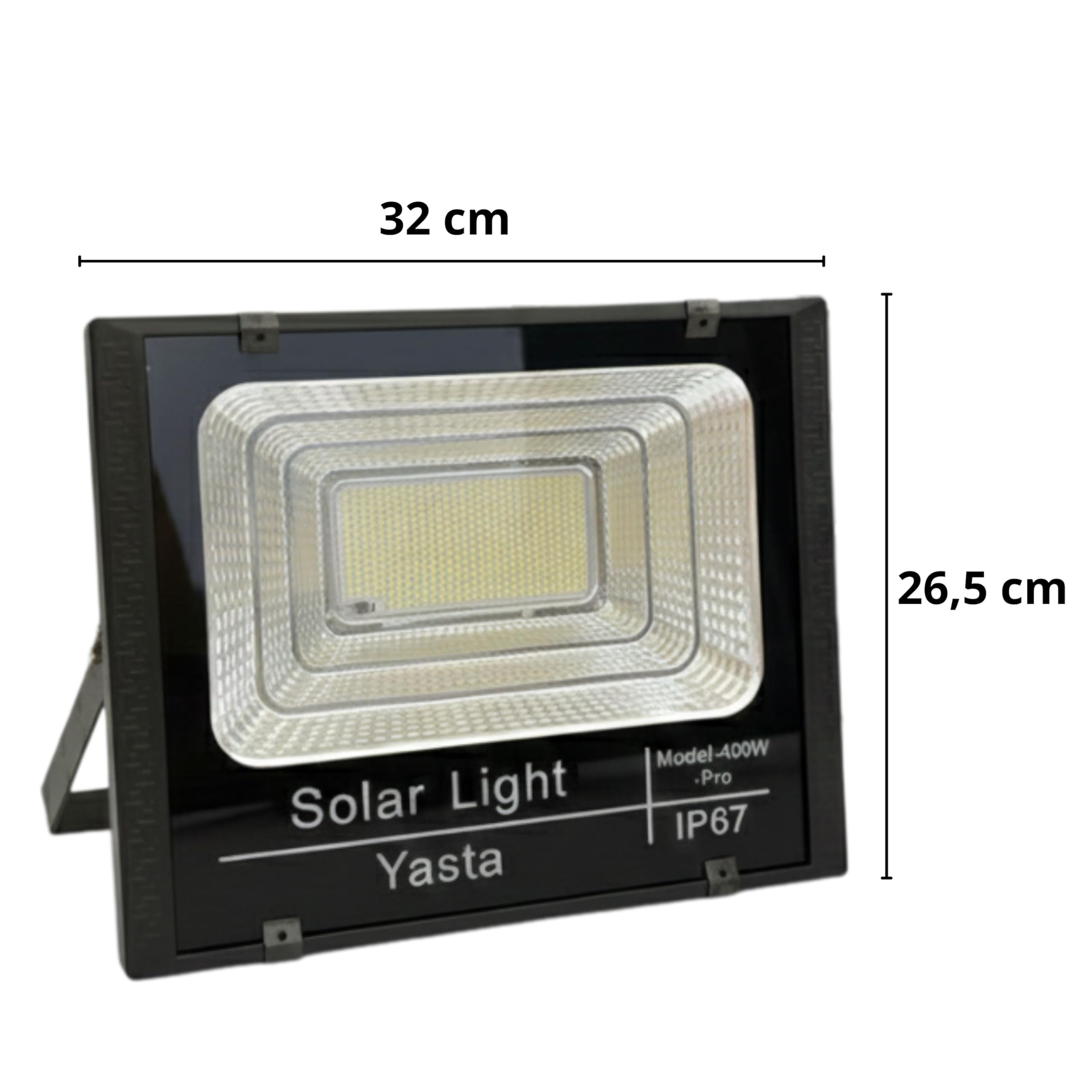 YASTA 3 Pezzi Faro LED Esterno Solare 400W PRO Luce Fredda con Telecomando | Alta luminosità 6500K, IP67 Impermeabile, Lampione con pannello separato, Sensore crepuscolare, Cavo lungo da 4 metri