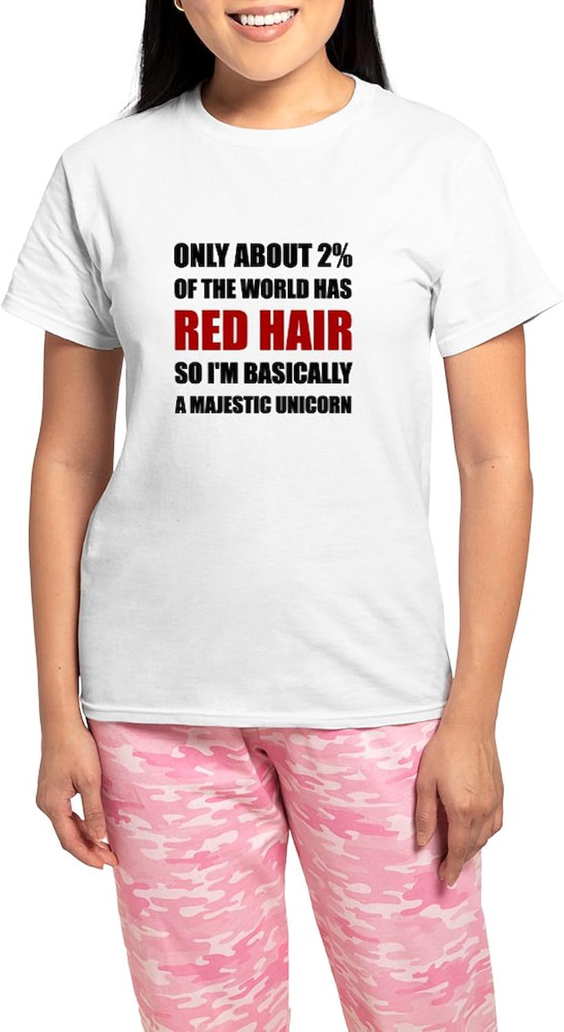 CafePress Red Hair Majestic Unicorn Pajamas Women's Novelty Cotton Pajama Set, Comfortable PJ Sleepwear