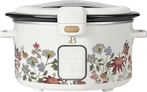 B.e.au.tiful - Olla eléctrica digital de 4 cuartos de galón con tapa de bloqueo automática cálida y con bisagras, pies antideslizantes, cocina y