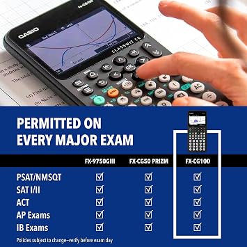 حاسبة الرسوم البيانية الملونة Casio fx-CG100 ClassWiz مع رسم بياني ثلاثي الأبعاد وPython | شاشة كبيرة عالية الدقة ووظائف أساسية ومتقدمة | مثالية للامتحانات والعلوم والتكنولوجيا والهندسة والرياضيات والبرمجة والمتقدمة