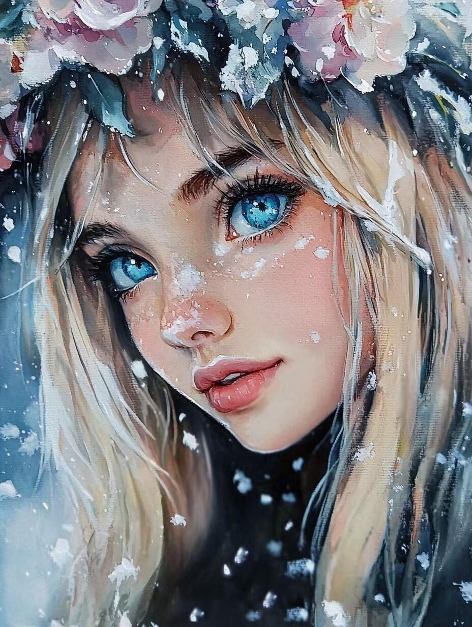 Schneeflocke Diamond Painting Erwachsene, 5D Mädchen Diamant Painting Bilder Anfänger, Bastelset Kinder ab 6 Jahre, DIY Diamanten Malerei Stickerei Kreuzstich Geschenke Home Dekor 100x135cm 0Y-659