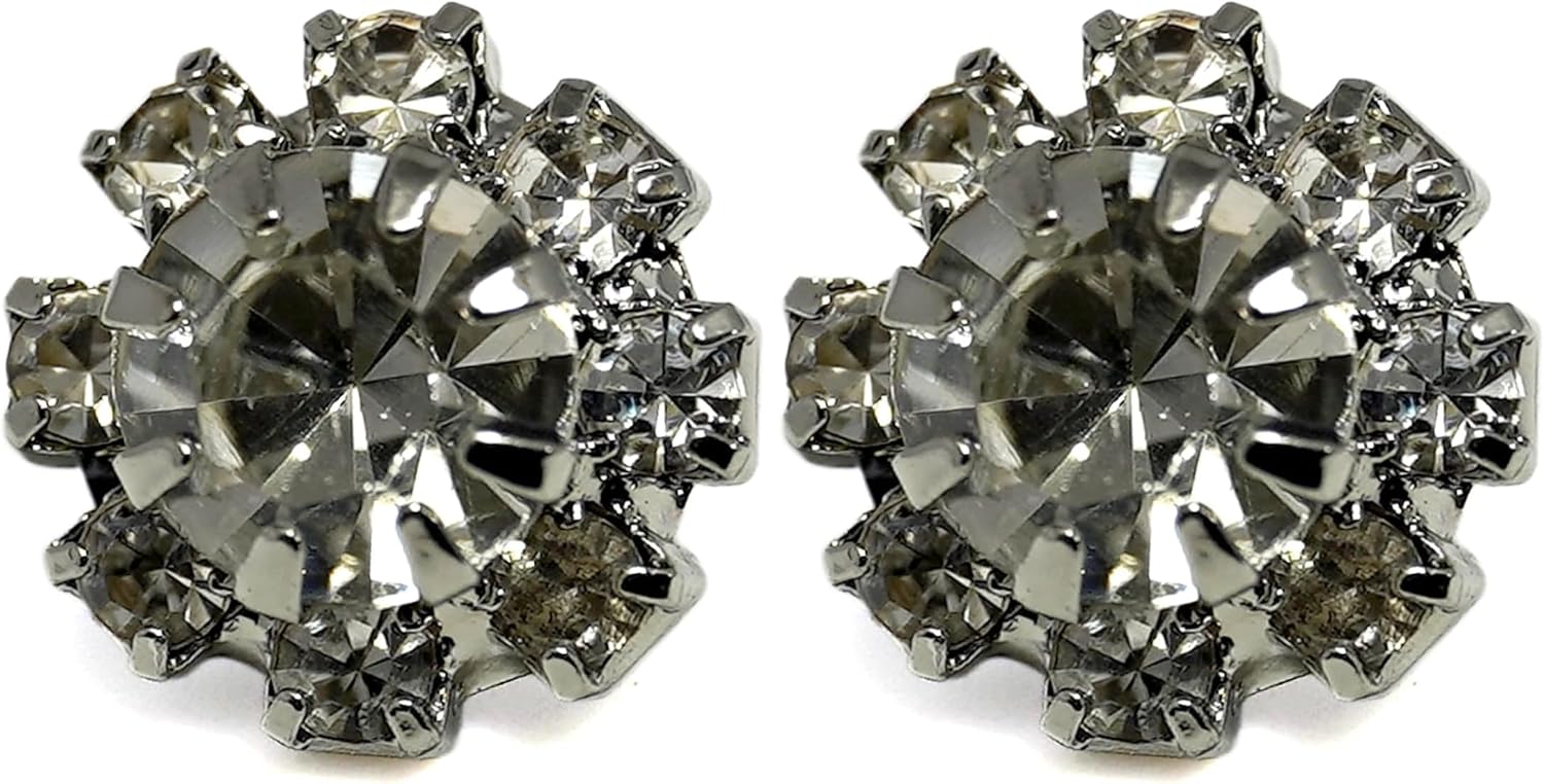 Shiny Silver Rhinestone Sewing Shank Buttons 20 Pcs - 12.5mm, 1/2" (Pack of 2)