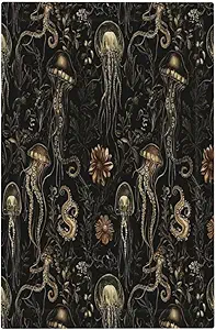 Decorative Switch Plate Covers Black Gold Jellyfish Squid Deep Sea Creatures 1 Gang No Device Single Blank Outlet Covers Wall Plate Light Switch Cover Plate for Bedroom Home Decor