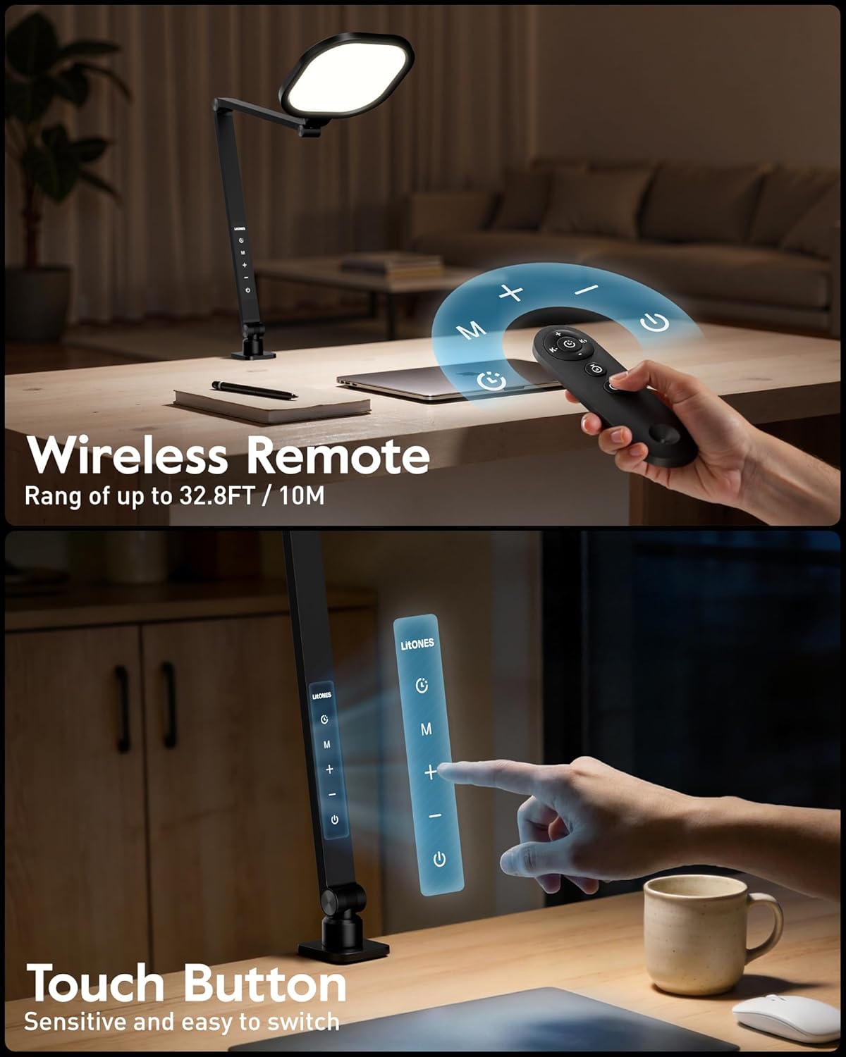 Desk Lamp with Clamp for Home Office, 2000LM, 15W, CRI >97.8 Zoom Lighting for Video Calls, 3 Colors & 10 Brightness, Remoted Desk Light with Memory & Timer - Image 5