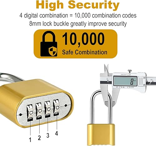 Miniatura 5 de Lockwise Candado de combinación de 4 dígitos, resistente a la intemperie, para casillero de gimnasio al aire libre, establece tu propio candado de
