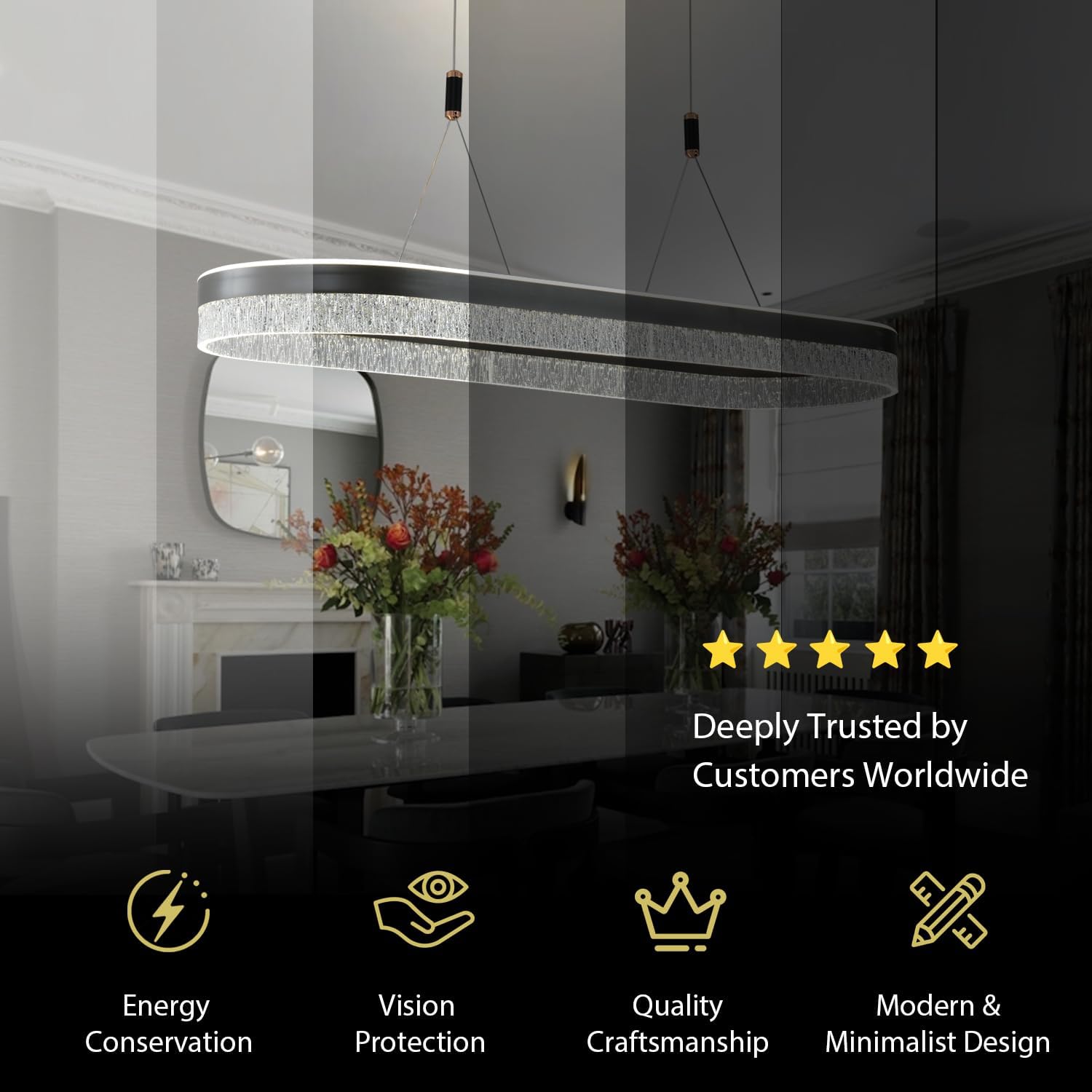 Led Pendant Lights for Kitchen Island,Modern Led Pendant Light Dining Room Chandelier Light Fixture Dimmable Modern Led Chandelier 3000K-6500K Color Changing