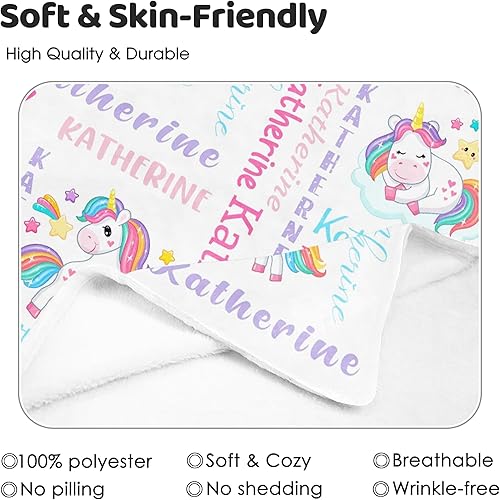 Miniatura 135 de Artsadd Personalized Baby Blanket for Girls Boys, Custom Baby Blankets with Name Customized Throw Blanket for Kids Newborn Baby Shower Birthday Gifts