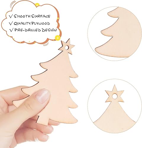 Miniatura 10 de 60 piezas de rebanadas de madera, adornos de Navidad de madera de 3.5 pulgadas, círculos de madera preperforados sin terminar para centros de mesa