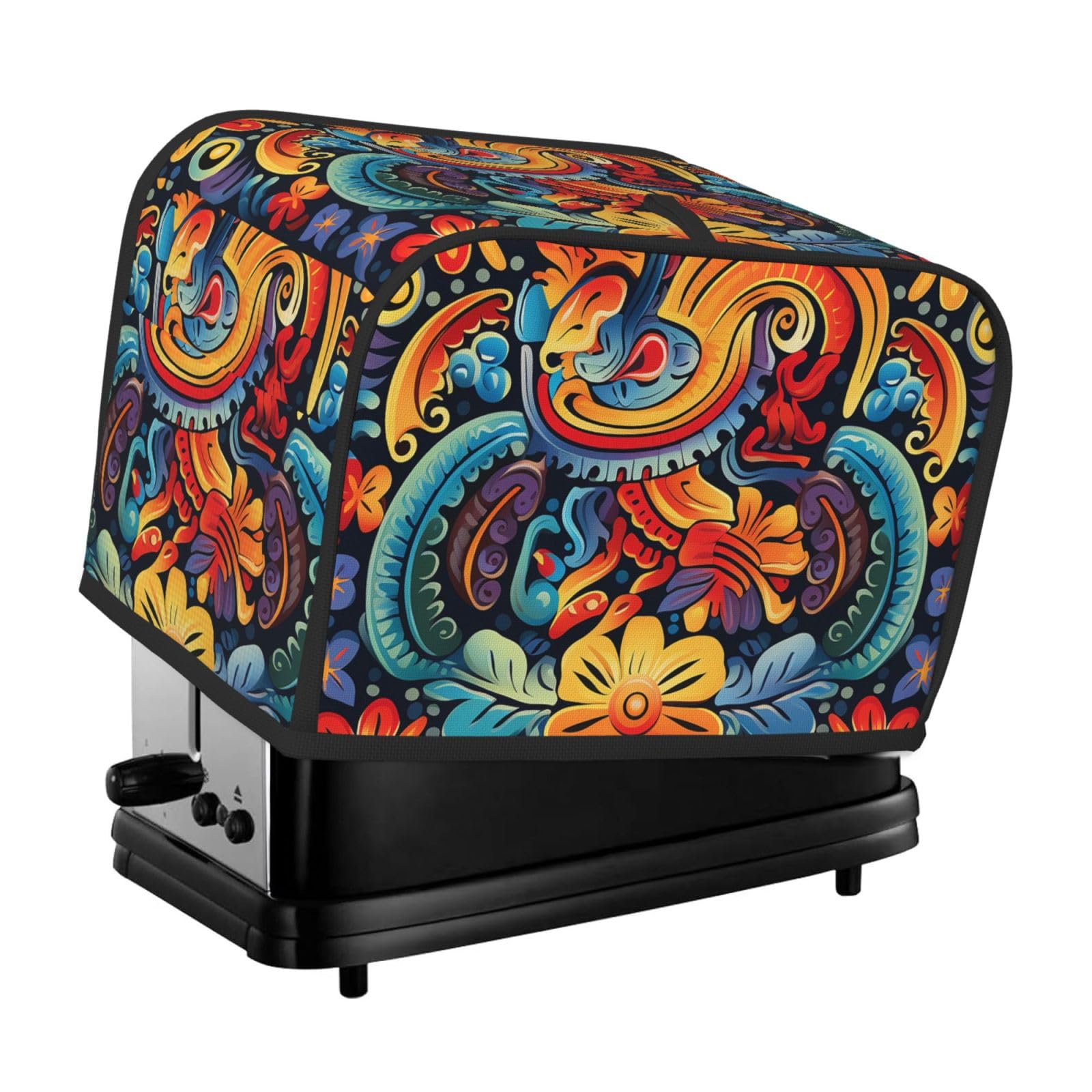Fodpand Black Toaster Covers 2 Slice Mexican Bread Machine Cover Quilted Dustproof Toaster Cover Washable Bread Maker Protective For Kitchen Small Appliance