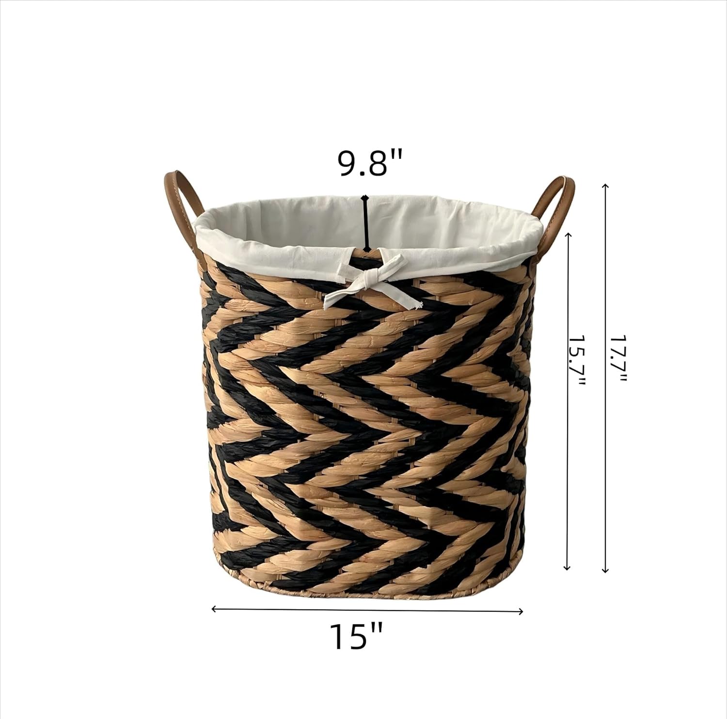 Woven Laundry Basket with Liner and Handles, Large Storage Basket Hamper for Clothes, Towels, Blankets, Decorative Wicker Basket Organizer