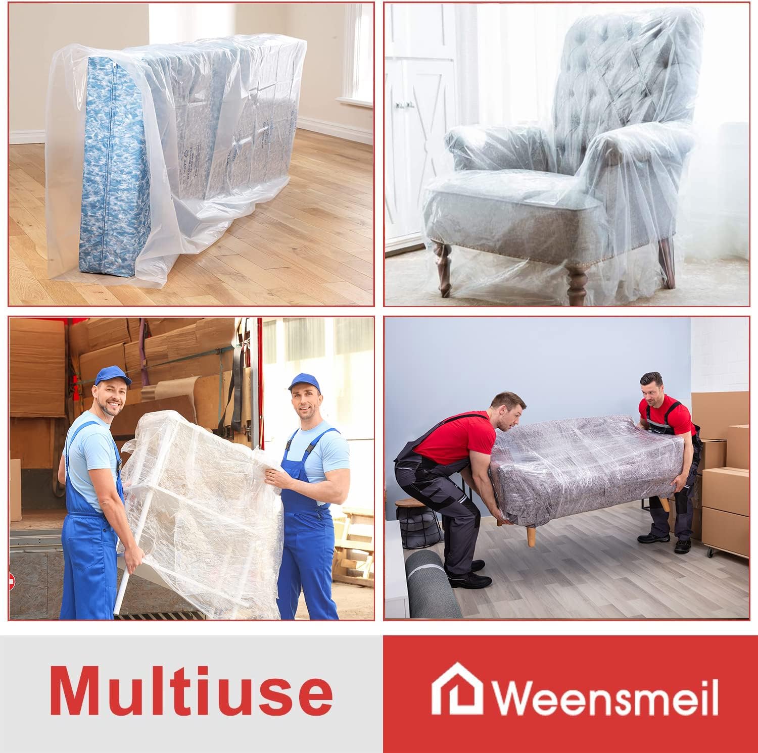 Mattress Bags for Moving and Storage, [2 Pack] 4 Mil Mattress Cover for Moving, Heavy Duty Clear Plastic Bed Mattress Bags for Long-Term Storages and Disposal - King Size, 94 x 96 Inch