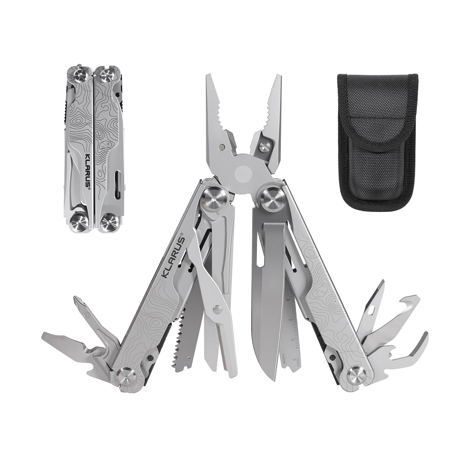 KLARUS 20 in-1 MT07 Professional Multi-Function Tool Pliers Men's Gift Set, Multi-Tool Including Pliers and a Folding Knife, with a Carrying case, Suitable for Outdoor Camping and Repairs