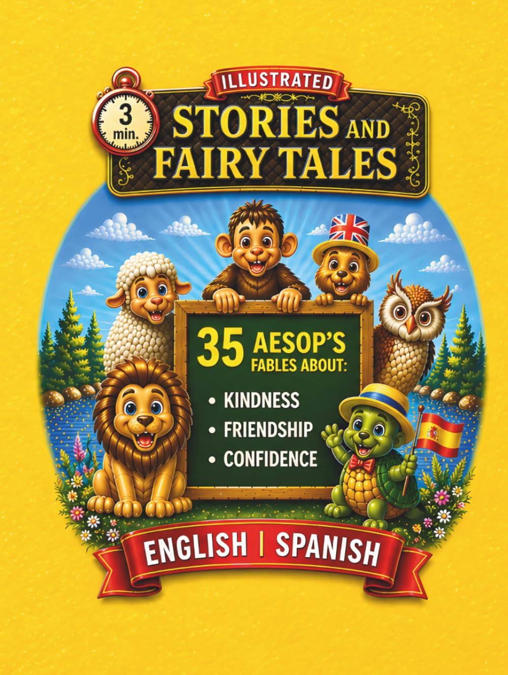3-Minute Illustrated Aesop’s Fables, Fairytales, and Stories: Bilingual English/Spanish Collection of Over 35 Tales About Kindness, Confidence, ... Reading (English-Spanish Bilingual Books)