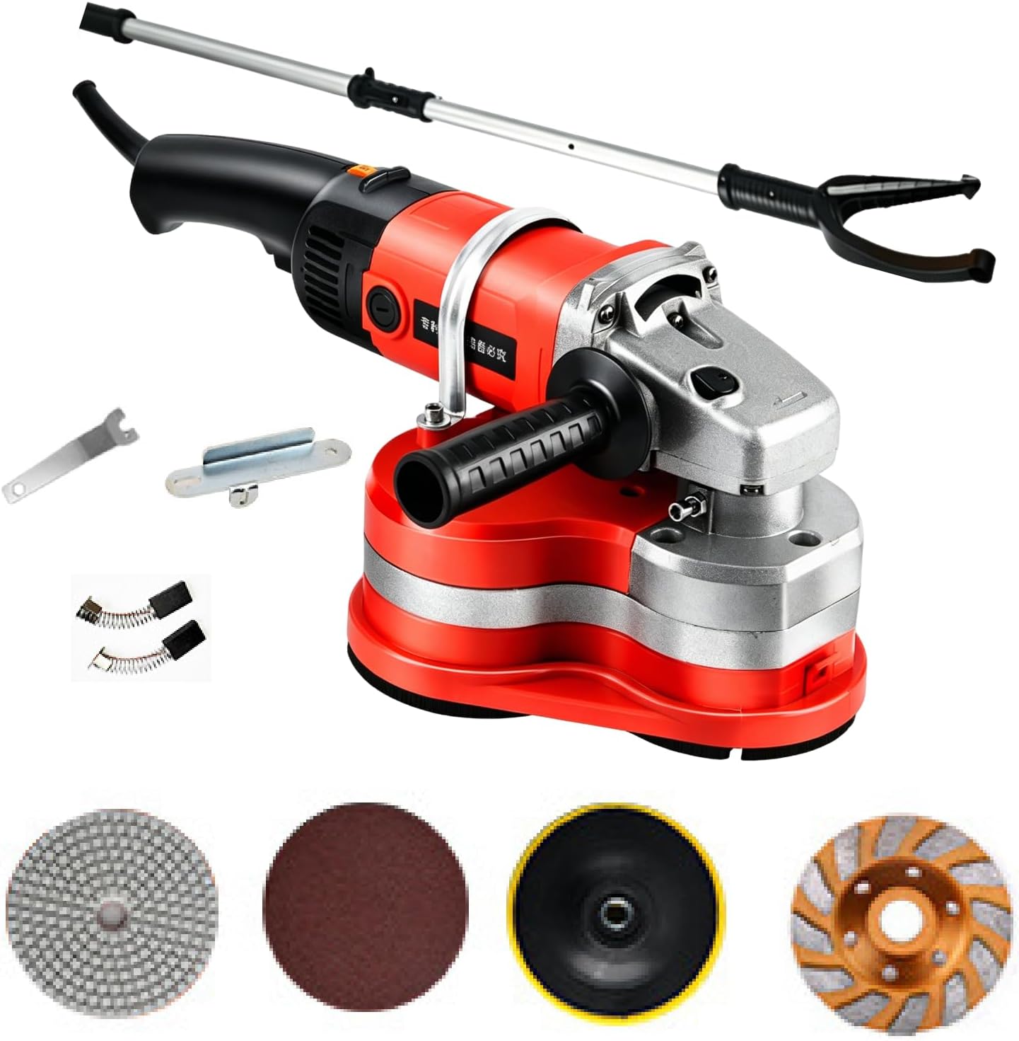 Electric Concrete Grinder, Floor Polisher, Cement Wall and Floor Grinder, 2800 RPM, with Extension Rod