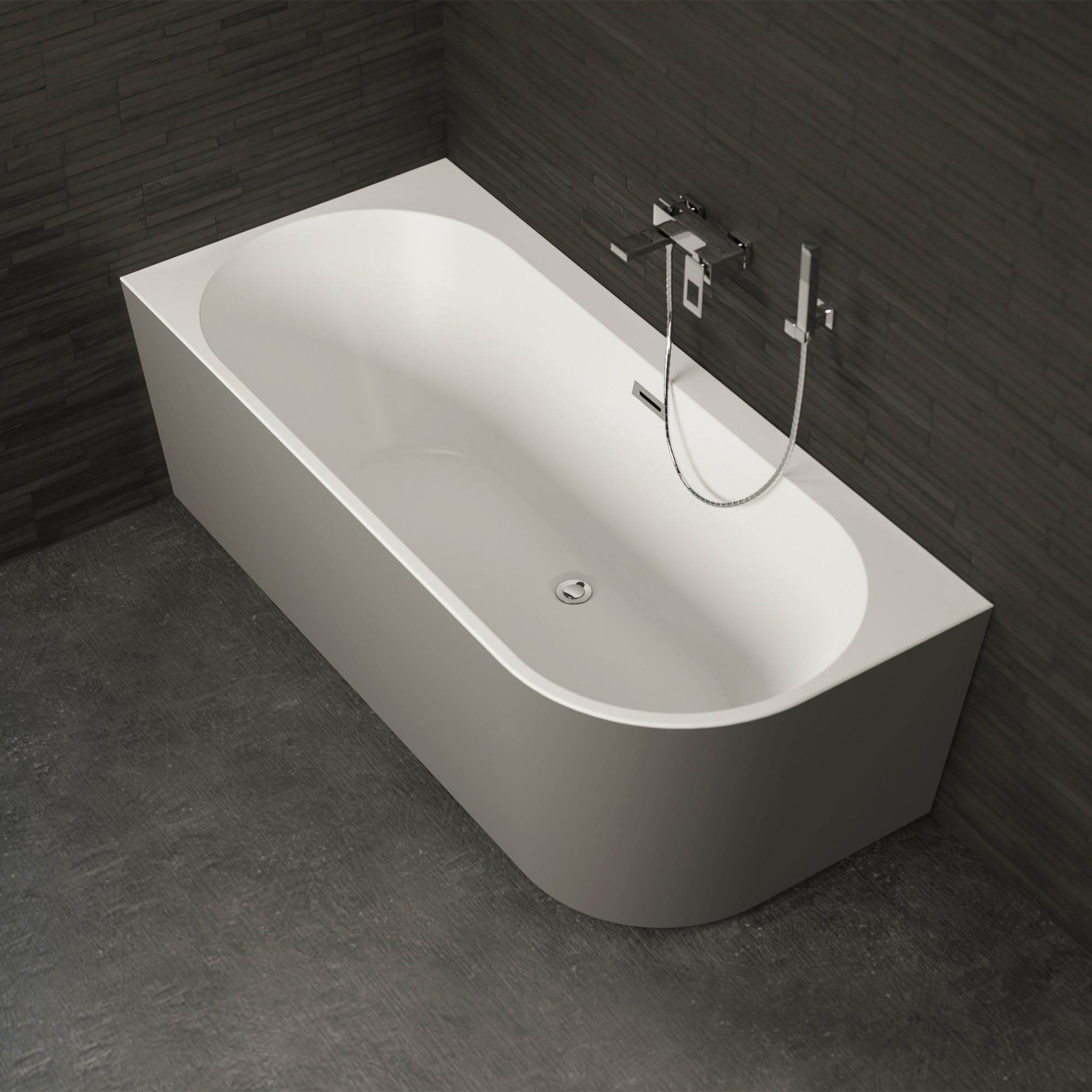 SPALINA CAPRI GAUCHE Grigia - Vasca freestanding a parete Sinistra L 160 x l 76 cm