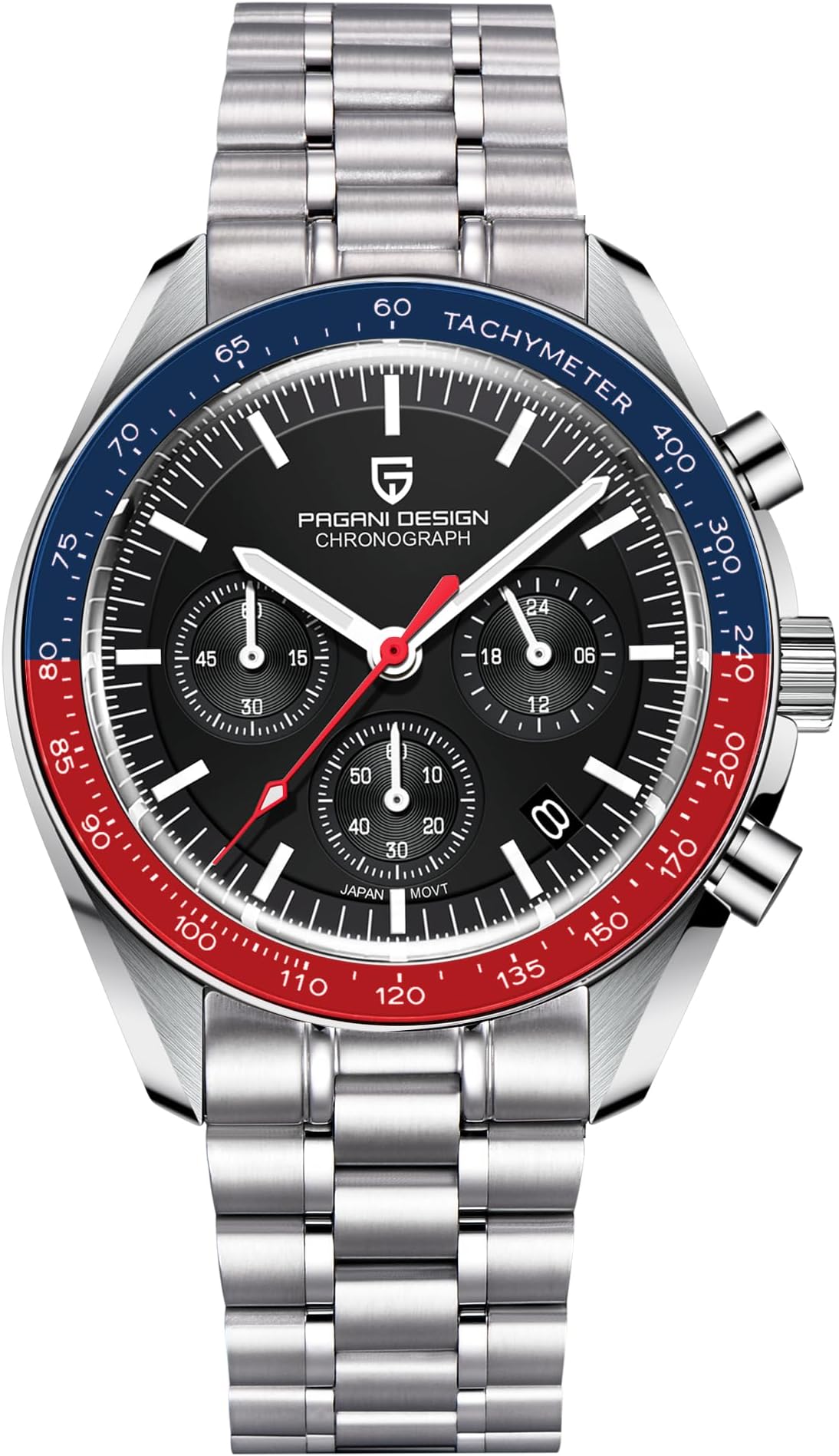 Pagani Design 1701 V3 Men's Chronograph Quartz Dial 40mm VK63 Movement Stainless Steel Mirror Sapphire Watch 100 Metre Water Resistant Sports Watch