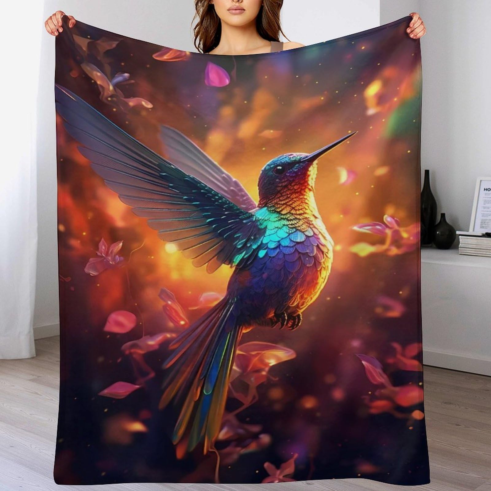 Couverture super douce et moelleuse Couleur du Colibri contre le froid
