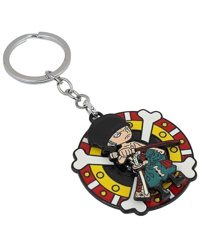 Anime Rotating Metal Keychain  Durable 360 Spin Key Ring for Anime Fans, Premium Alloy Key Holder for Bags & Keys (Stand Zoro)