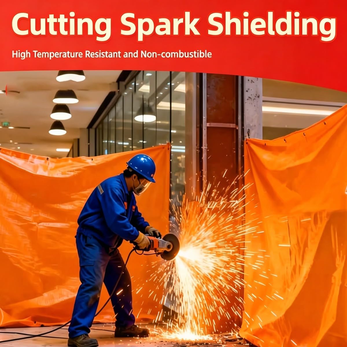 Welding Blankets, Fiberglass Welding Blanket 750 GSM, Fire Retardant Welding Curtain Tarp With Grommets, Waterproof Heat Resistant Spark Protection For Welding Grinding(5.8X11.8M)