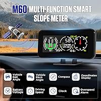 Vista 2 de Inclinómetro de coche M60 para vehículos todoterreno SUV, velocímetro GPS MPH KMH con brújula, medidor digital multifuncional HUD de nivel e