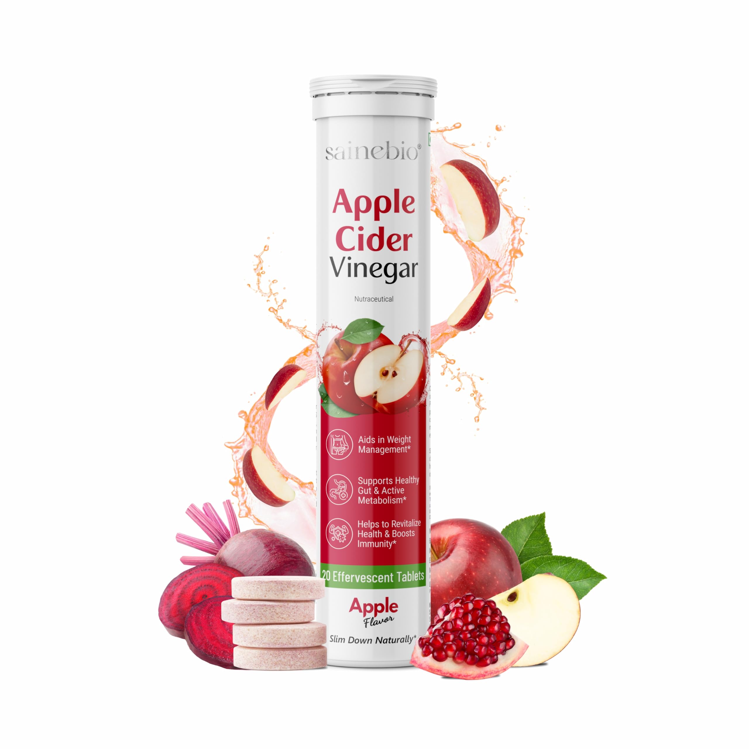 Appetite Suppressants Sainebio Apple Cider Vinegar Effervescent Tablets - 500mg with Pomegranate, Beet Root & B-Vitamins | Supports Weight Management Liver Detox, Digestion, Liver Cleanse, Energy & Metabolism-image-45