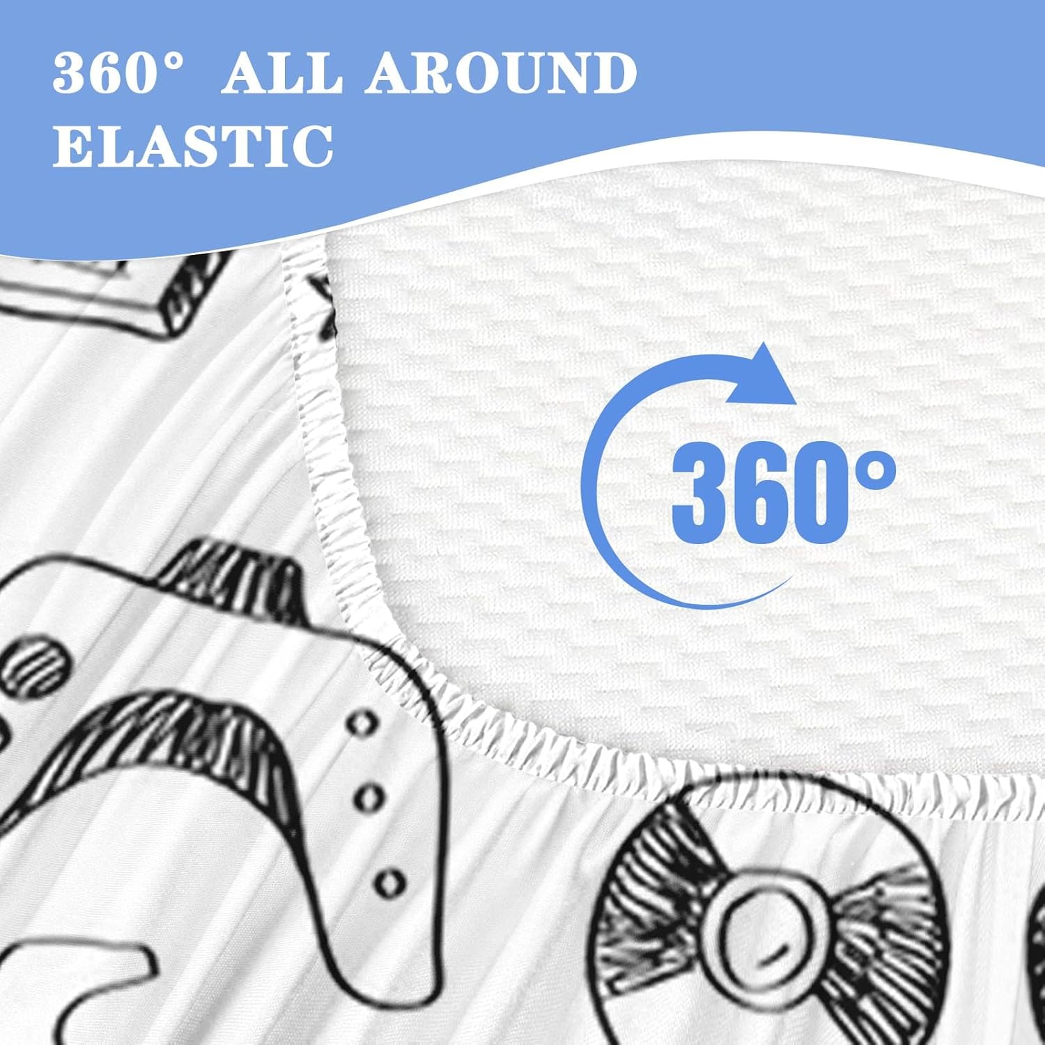 Nesker Twin Zipper Bedding, Gaming Zipper Bedding Sets for Boys, 3pcs All in on one, Computer Games Doodles Gamer Kids Comforter Set with Fitted Sheet and 2 Pillowcases - Image 4