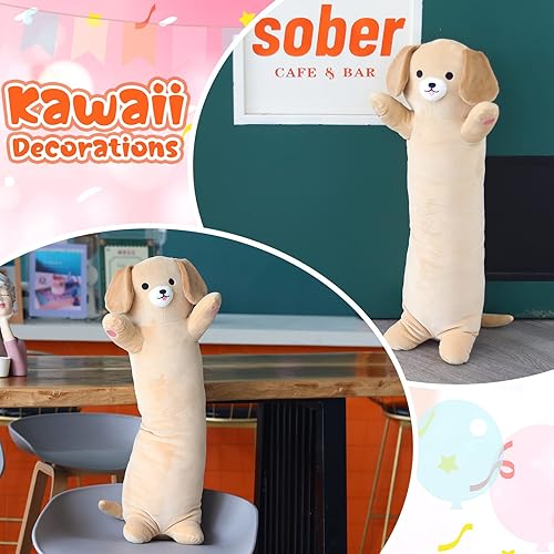 Miniatura 5 de Almohada larga de felpa con forma de gato, 22 pulgadas, bonita almohada de peluche de animales de peluche de gato de caricatura, almohada de felpa