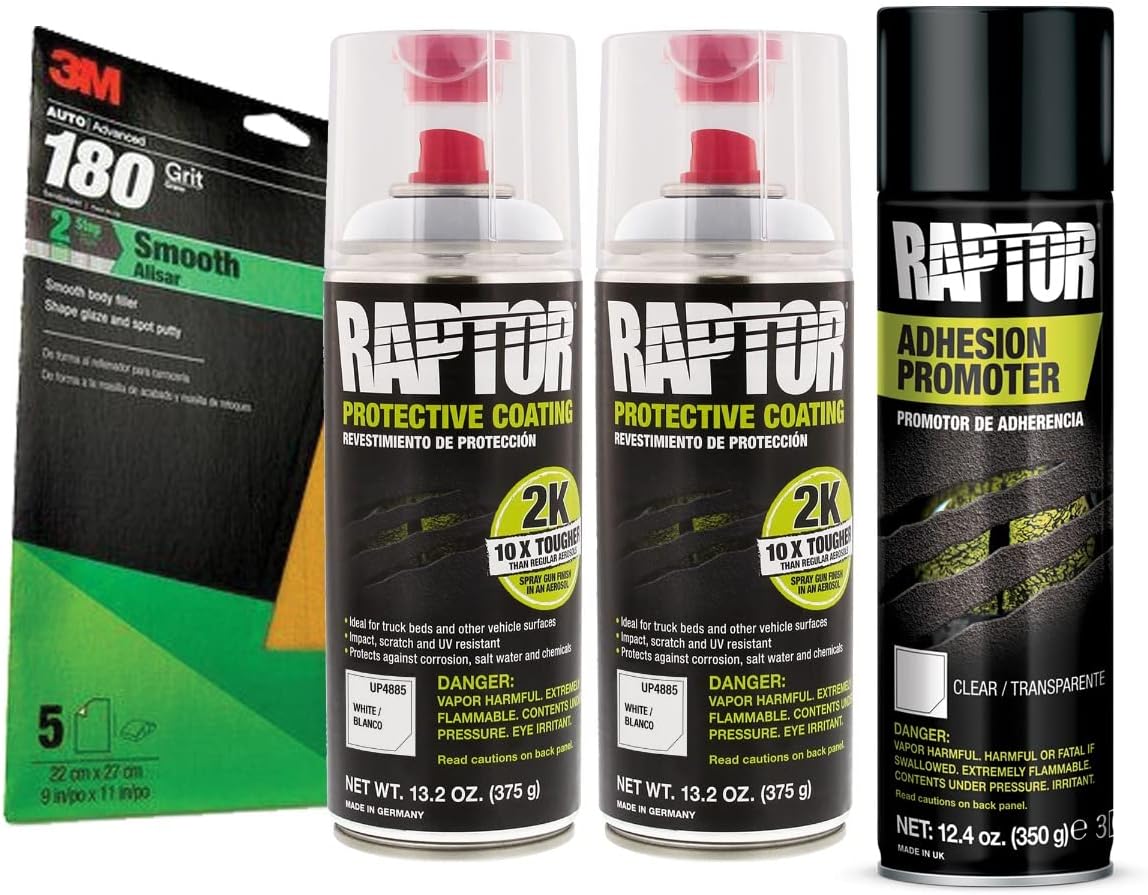 Raptor 2K White Spray-On Truck Bedliner Flexible Plastic Aerosol Kit (26.4 oz)