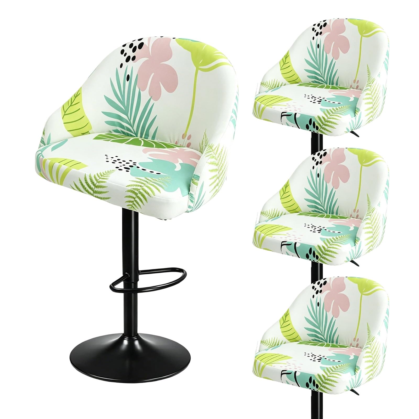 Bar Stools Cover,Short Back Chair Cover, Swivel Chair Slipcovers With Back, Stretch Bar Stool Chair Slipcovers With Round Backs Arms Curved Accent ,Counter Bar Stool Cover For Armchair,Kitchen Island(