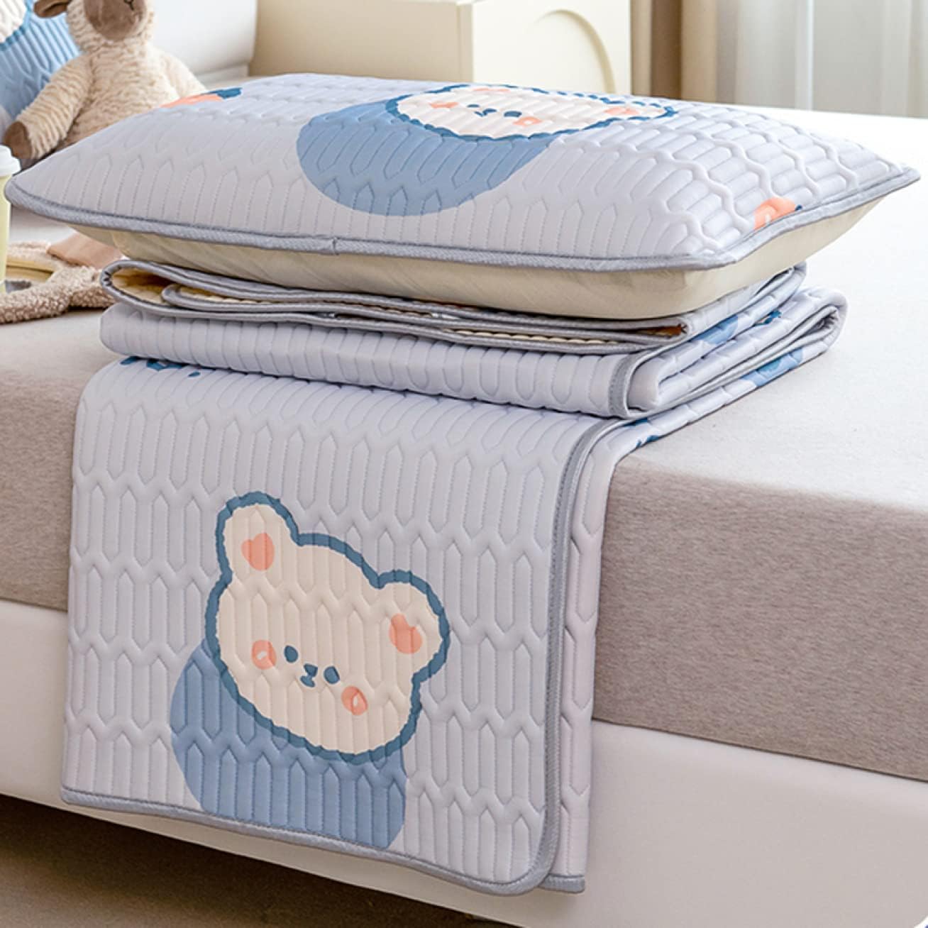 Bed Pad Soft Spring/Summer Smooth Sweat Absorbing Pad Cool Bedding Washable (Style M1 150 x 200 cm*S)