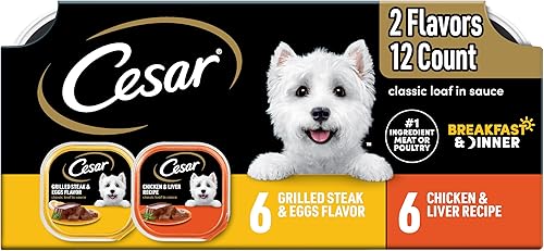 Miniatura 17 de Cesar Wet Dog Food Classic Loaf en Salsa de Pollo a la Parrilla, Filet Mignon, Bistec Porterhouse, Carne de Res, Pollo & Hígado y Pavo, Paquete