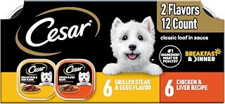 Cesar Wet Dog Food Classic Loaf in Sauce, Beef Recipe, Filet Mignon Flavor, Grilled Chicken Flavor, and Porterhouse Steak Flavor, 3.5 oz. Easy Peel Trays, Variety Pack of 24