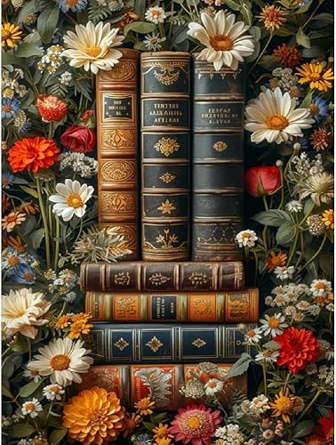 Miniatura 7 de Clendo Paquete de 2 kits de pintura de diamantes para adultos, 5D DIY libro en flor kits de arte de diamantes para adultos y principiantes, gemas de