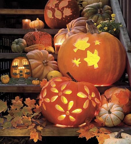 Miniatura 7 de Kit de herramientas para tallar linternas de calabaza de Halloween Jack-O 11 piezas profesionales de corte de calabaza, Kit de herramientas de acero