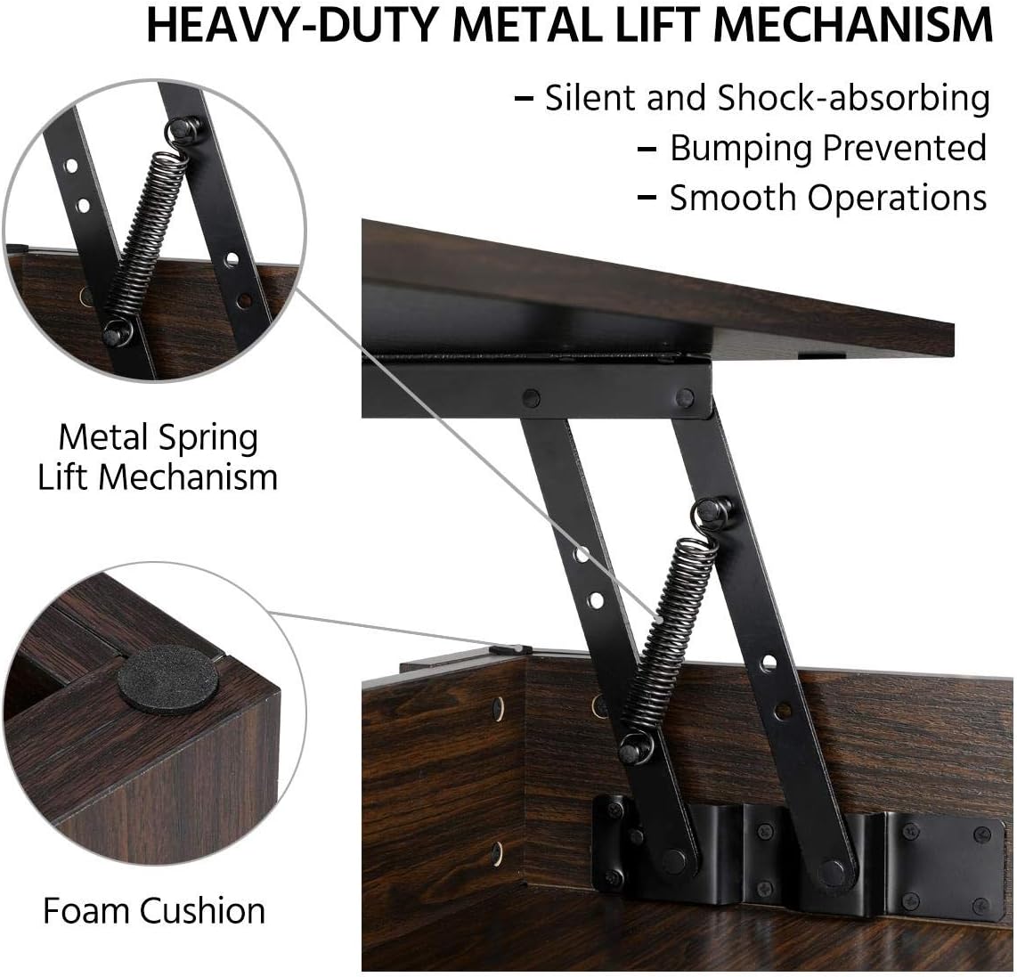 Yaheetech Lift Top Coffee Table with Hidden Compartment and Storage Shelf, Rising Tabletop for Living Room Reception Room, 38.6in L : Home & Kitchen