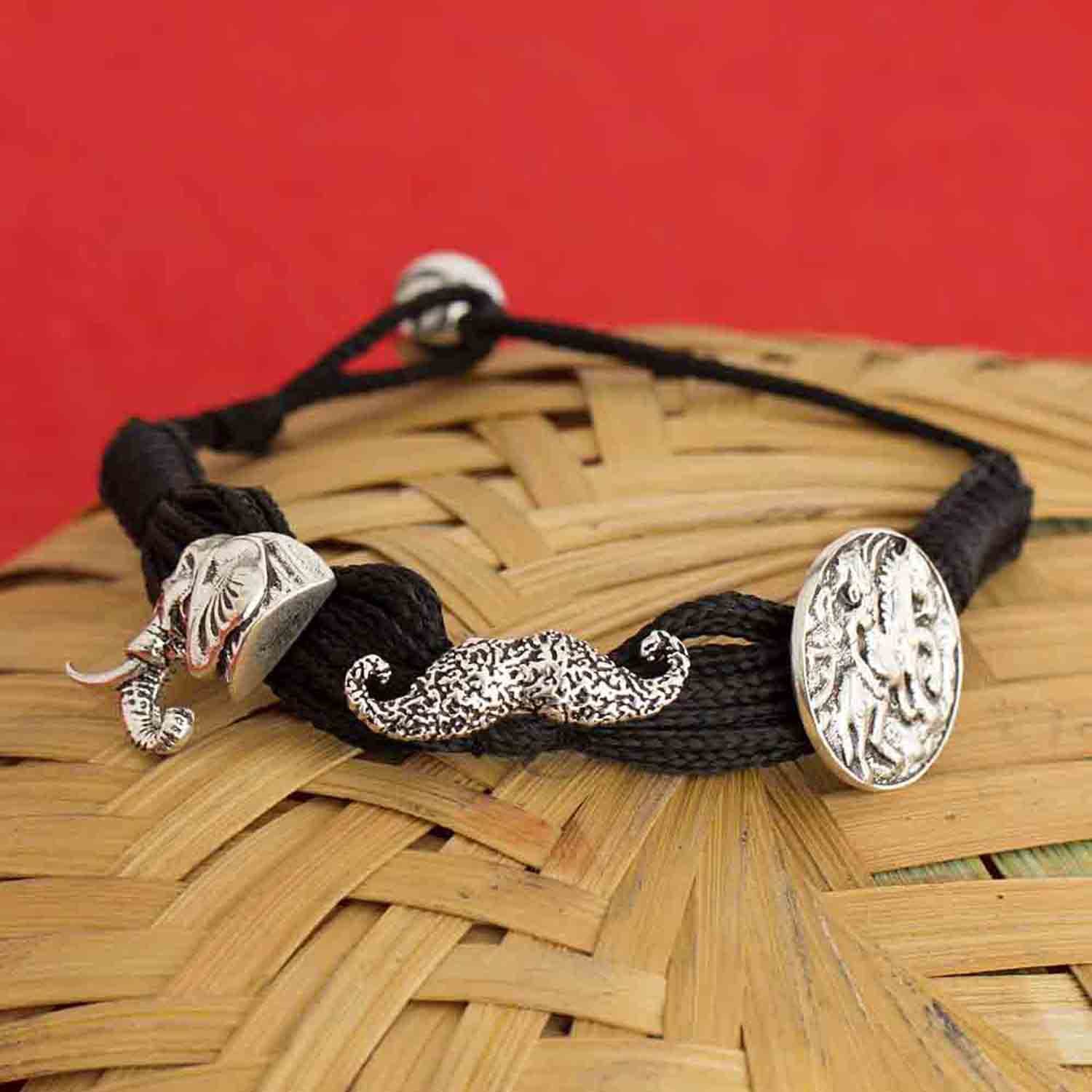 Oxidized Charm Maharaja Bracelet for Him