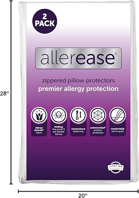 AllerEase Premier Zipper Pillow Protector Standard/Queen 2 Pack