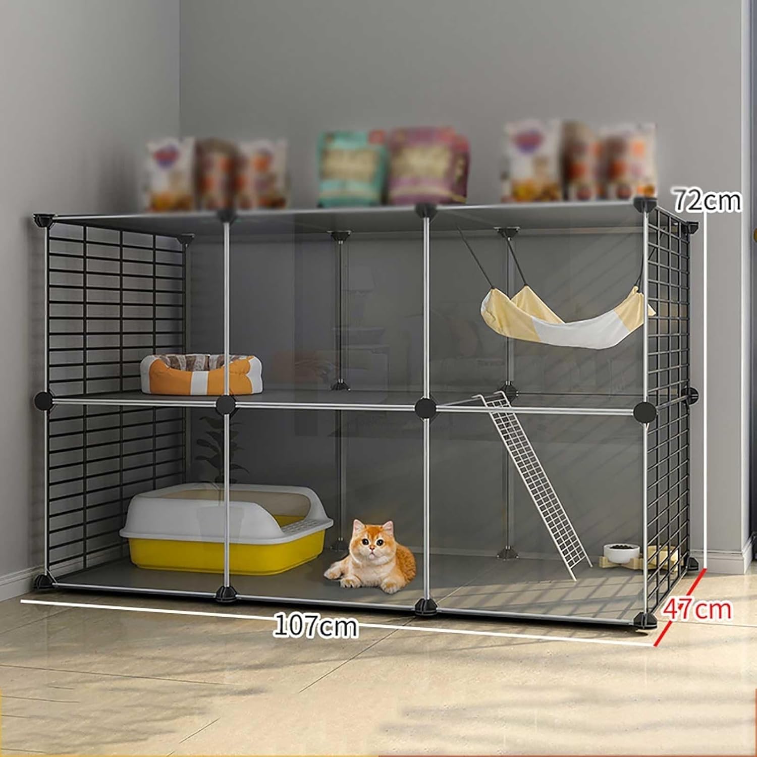 Cat Cage Indoor,Large Cat Cage Cat Enclosures Detachable DIY Cat Playpen Small Animals Cages,Large Exercise Place Ideal for Small Pet Cat Puppy,107x47x72cm-B