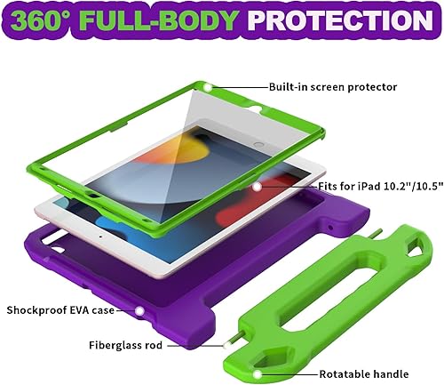 Miniatura 5 de YIHE - Funda infantil para iPad de 10.2 pulgadas 987 generación 202120202019, iPad Pro 10.5 y iPad Air 3, funda para niños con soporte de mango a