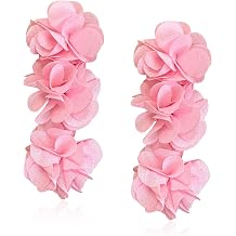 3 Layers Fabric Flower Earrings Elegant Handmade Bohemian Style Jewelry for Women Soft Fabric Floral Earrings