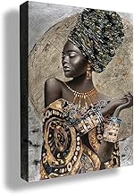 لوحة فنية جدارية من القماش بتصميم فتاة سوداء للنساء الإفريقيات، بوستر جرافيتي مطبوع لديكور غرفة المعيشة وغرفة النوم والحمام وديكور المنزل جاهز للتعليق (40 × 60 سم)