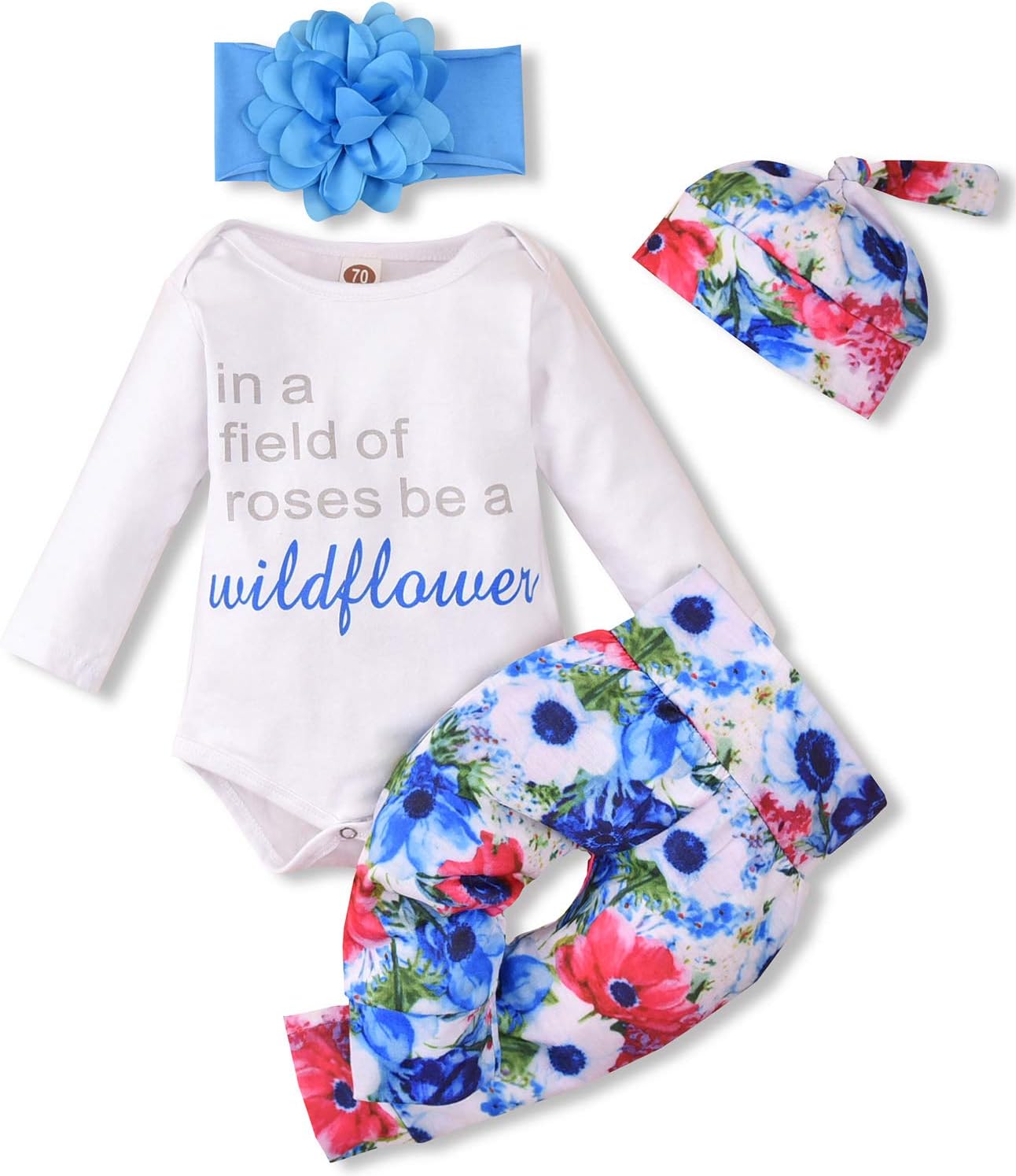 Baby Girl Outfit Long Sleeve Clothes Sets 3PCS Newborn Boys Girls Romper Pants Headband Rainbow New to The Crew Bodysuit